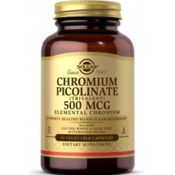 SOLGAR CHROMIUM PICOLINATE 500MCG* 60 VEGETABLE CAPSULES